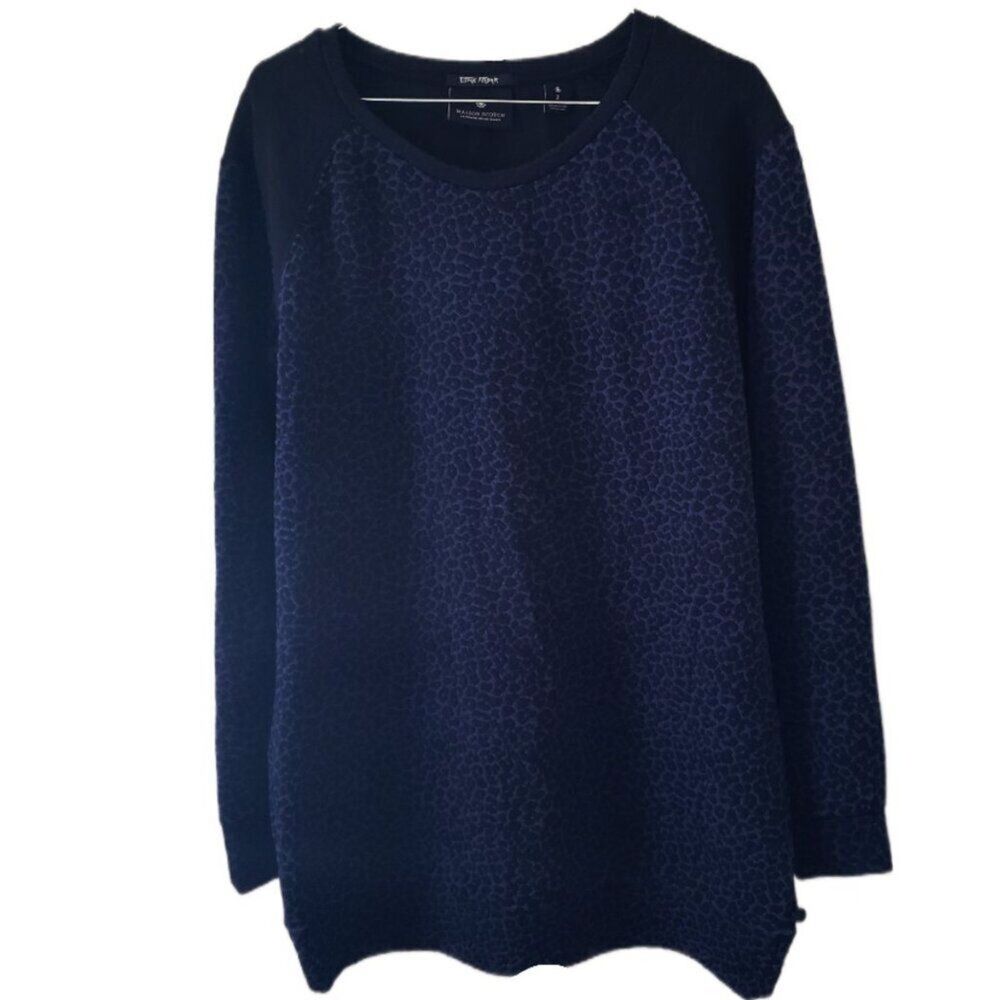 Maison Scotch Leopard Print Long Sleeve Punk Radar Sweater